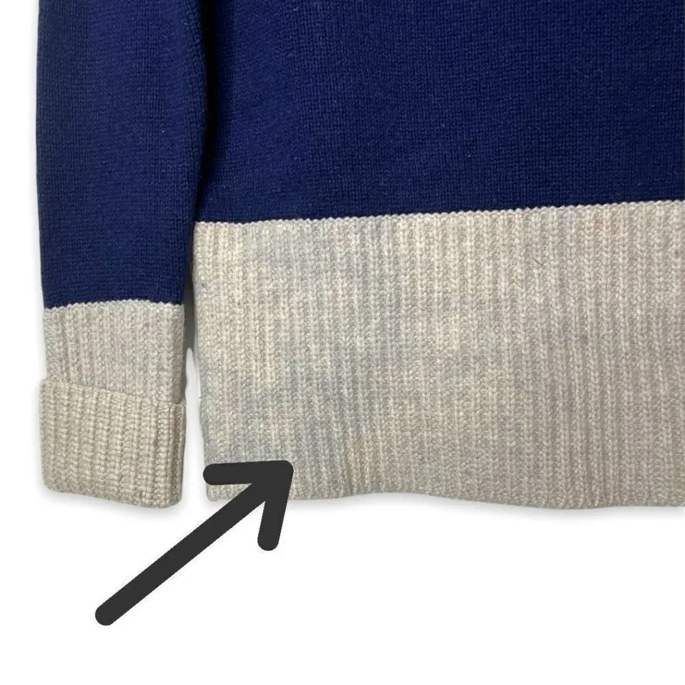 Derek 10 Lam Crosby Wool Blue Grey Turtleneck Contrast Block Sweater Size S